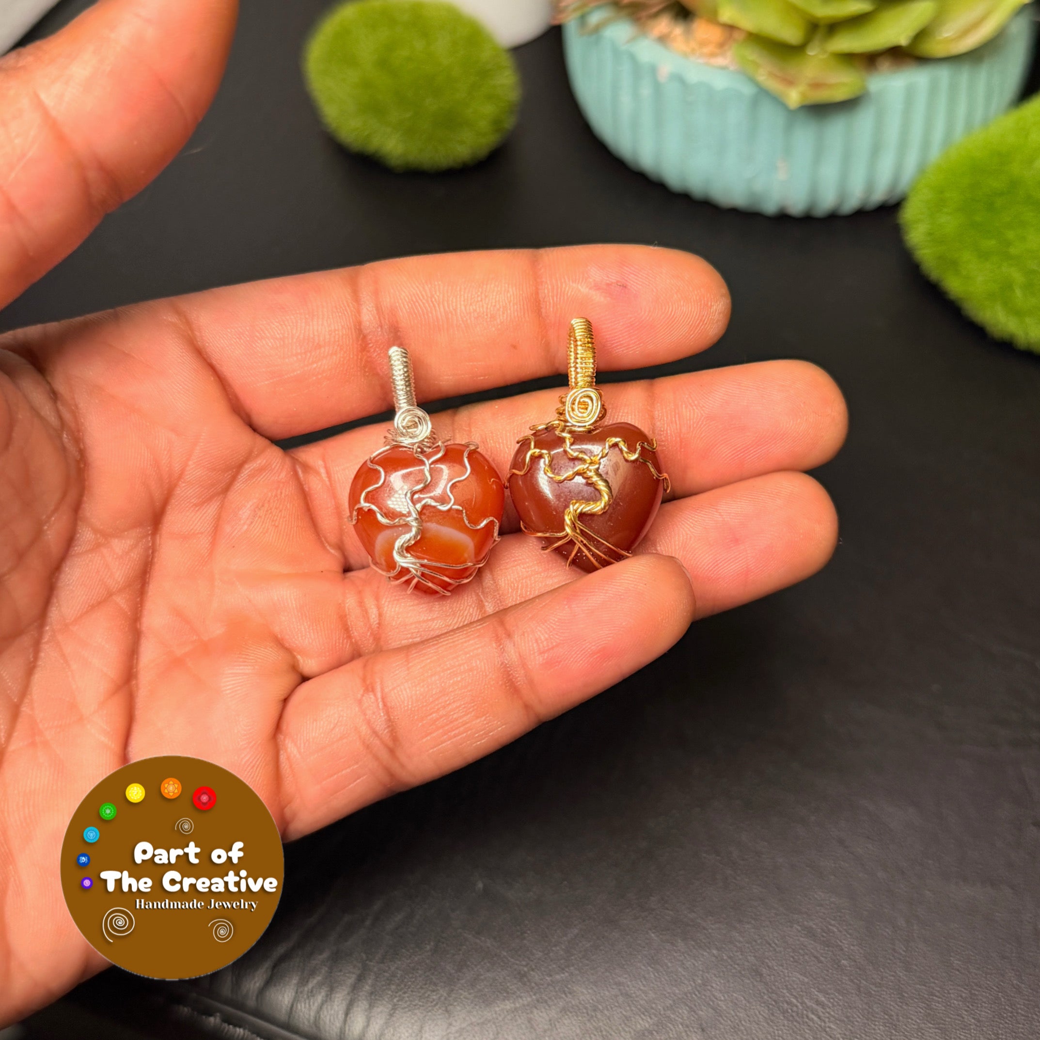 Carnelian Heart Tree Pendant