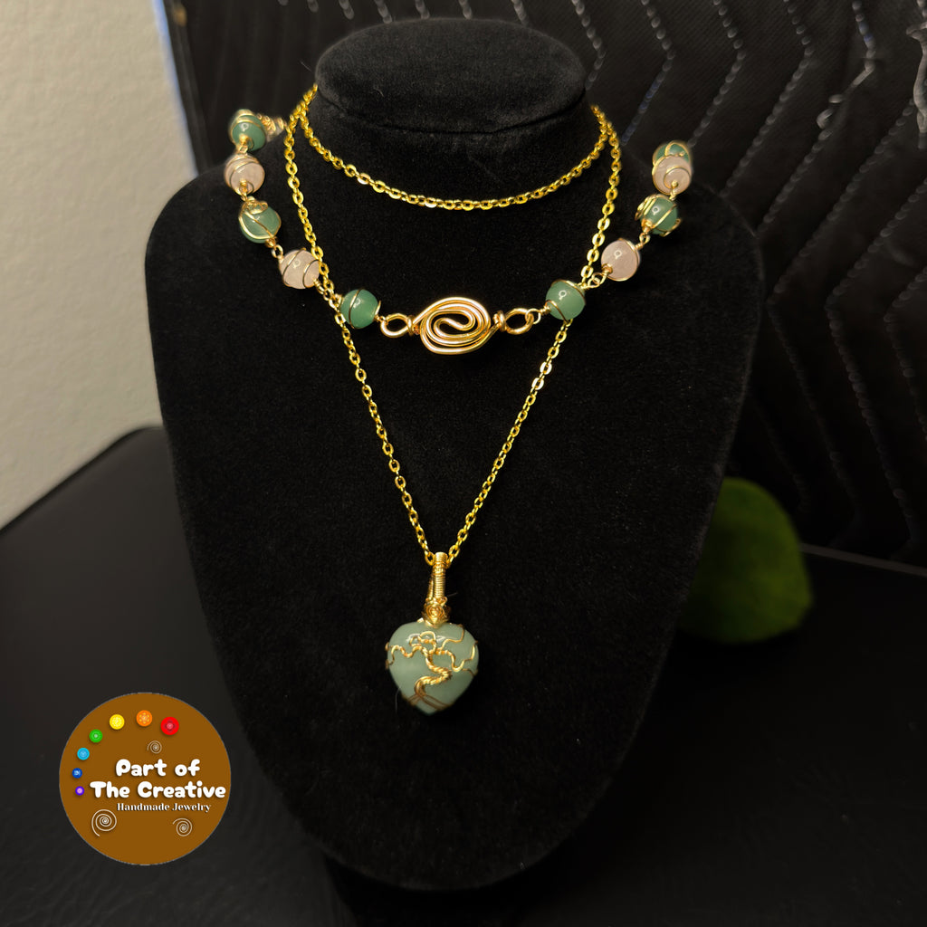 Green Aventurine Heart Tree Pendant