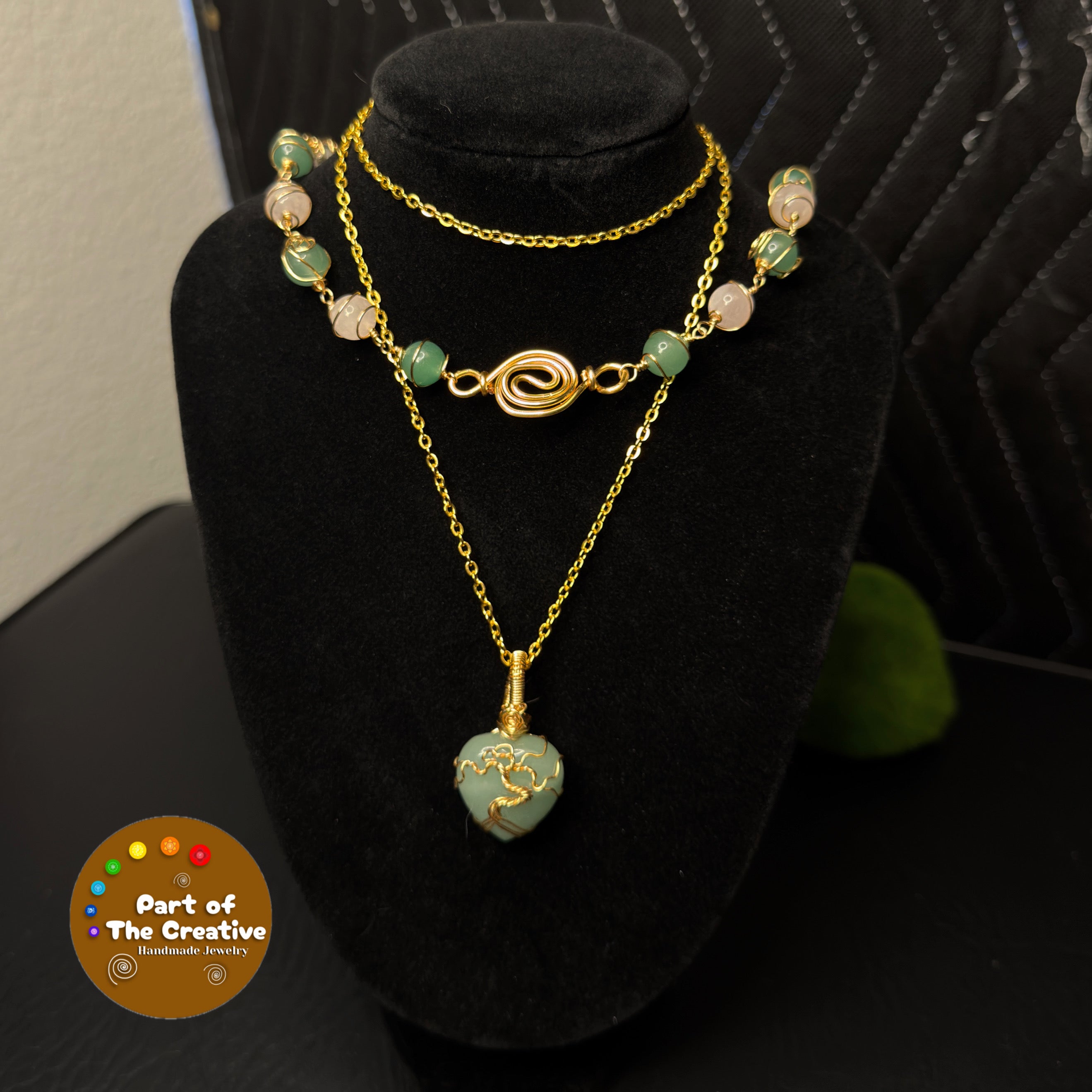 Green Aventurine Heart Tree Pendant