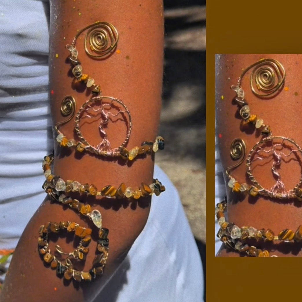 Tigers Eye Tree Adjustable Arm Cuff