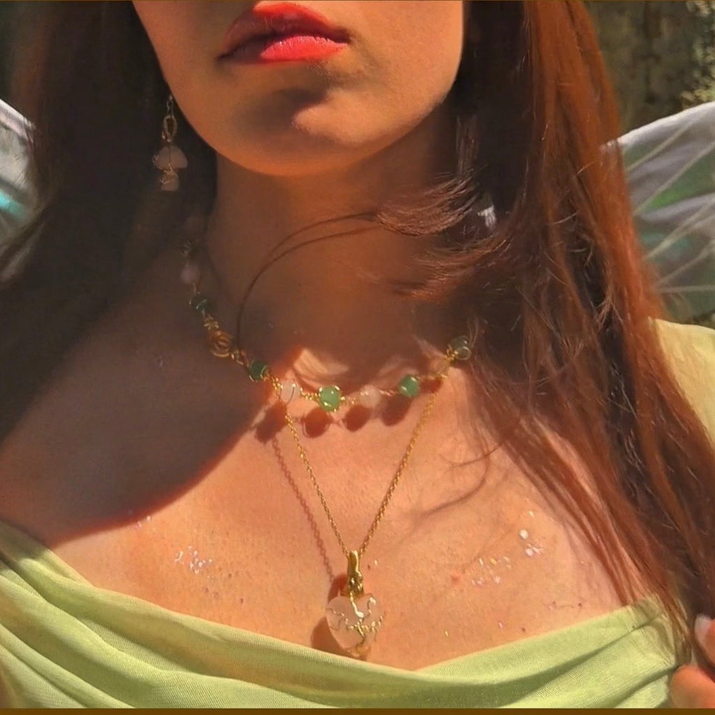 Green Aventurine Heart Tree Pendant