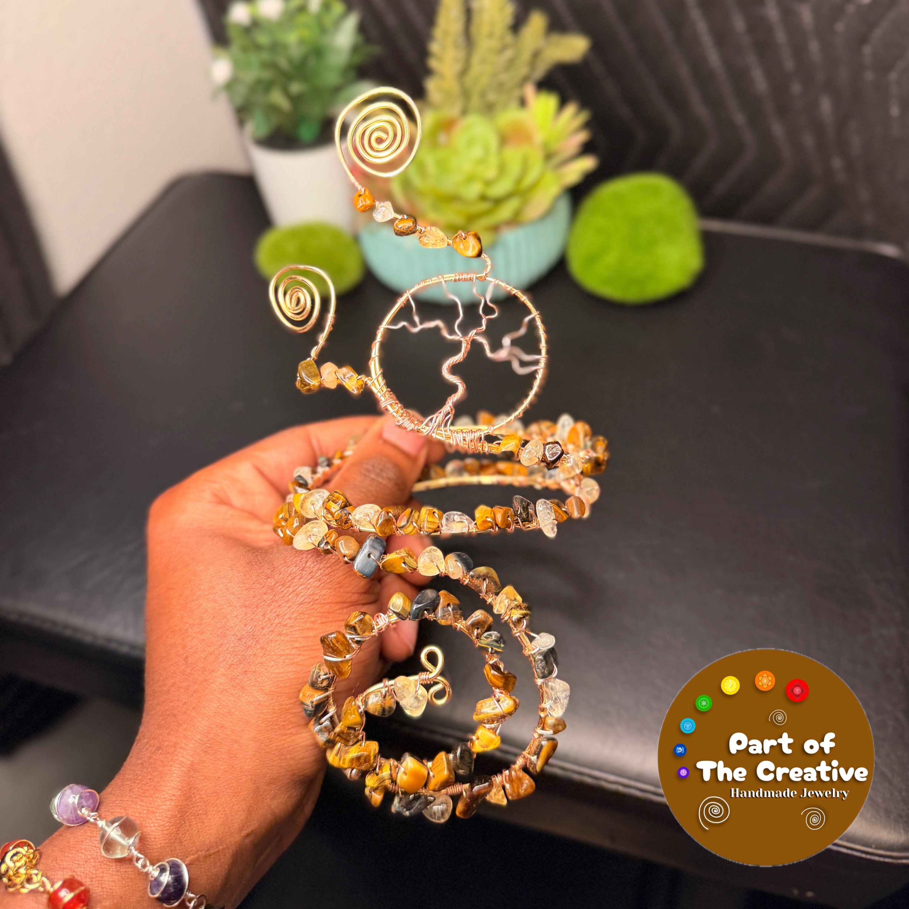 Tigers Eye Tree Adjustable Arm Cuff