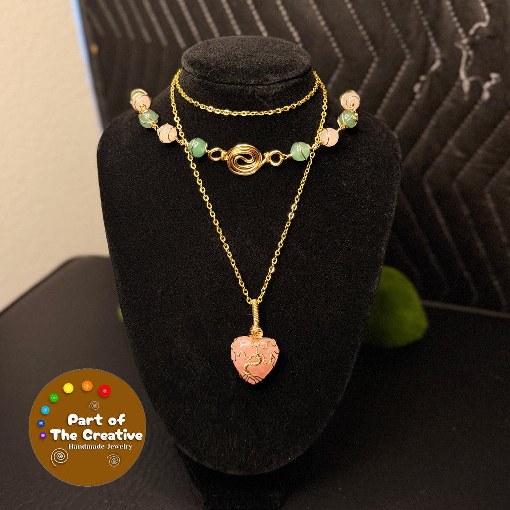 Green Aventurine Wrapped Chakra Necklace