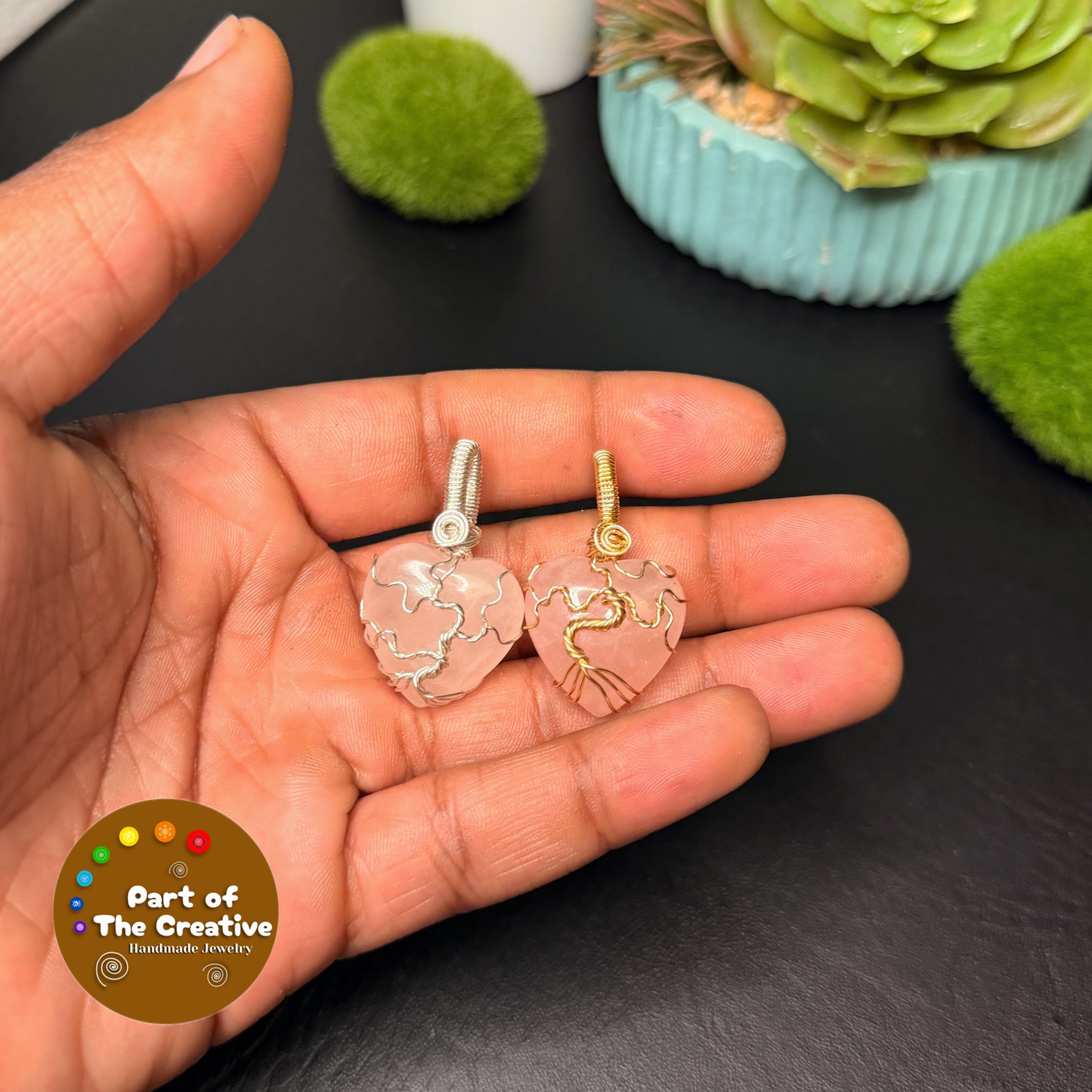 Rose Quartz Heart Tree Pendant