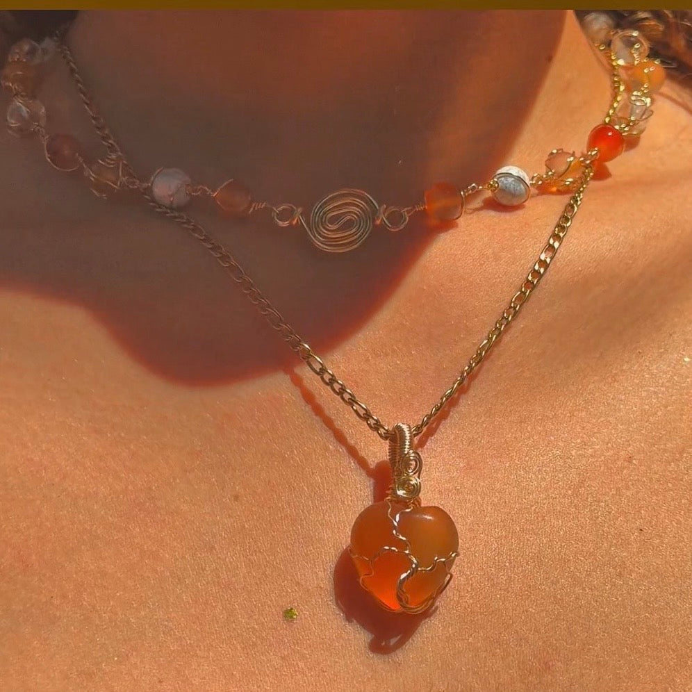 Carnelian Heart Tree Pendant