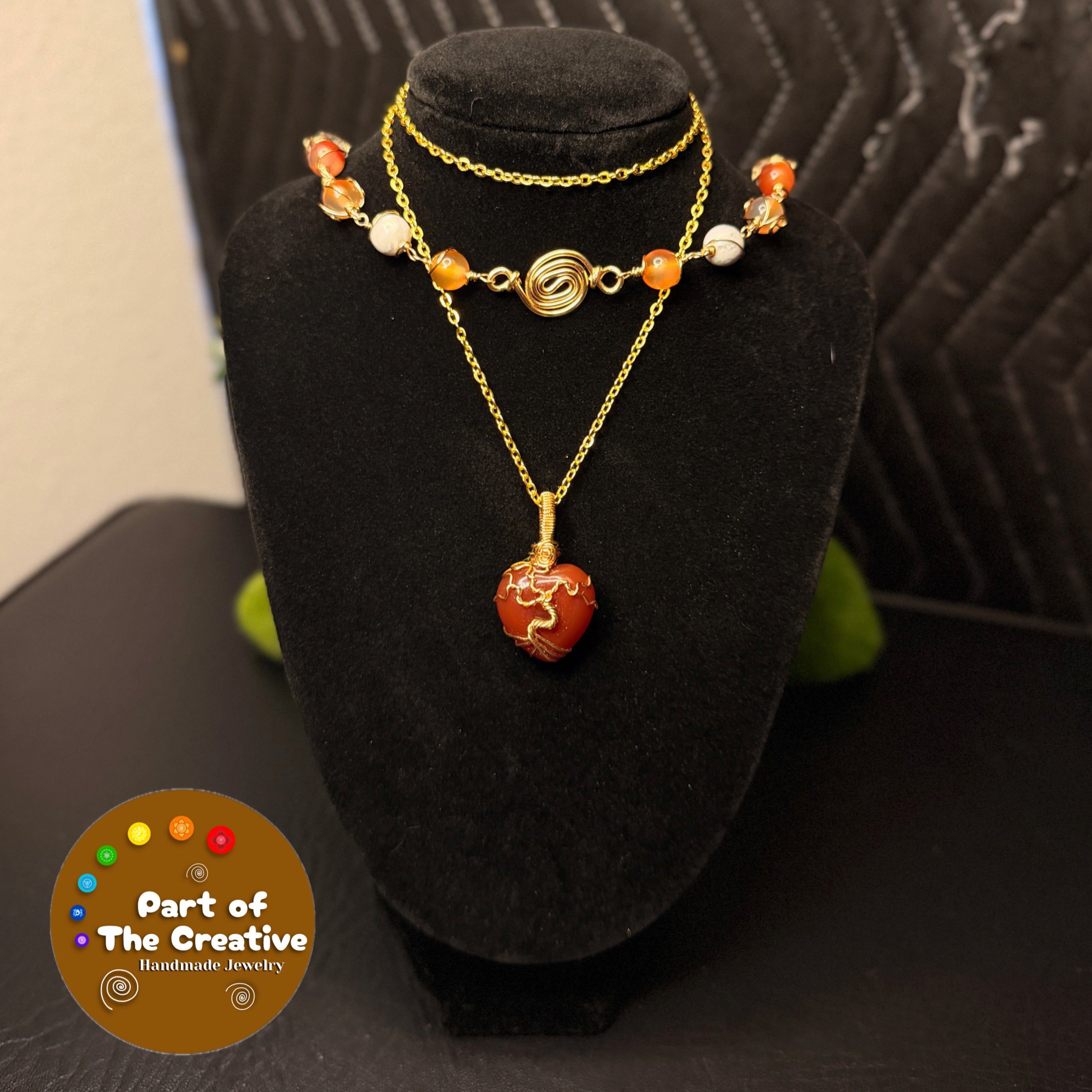 Carnelian Heart Tree Pendant