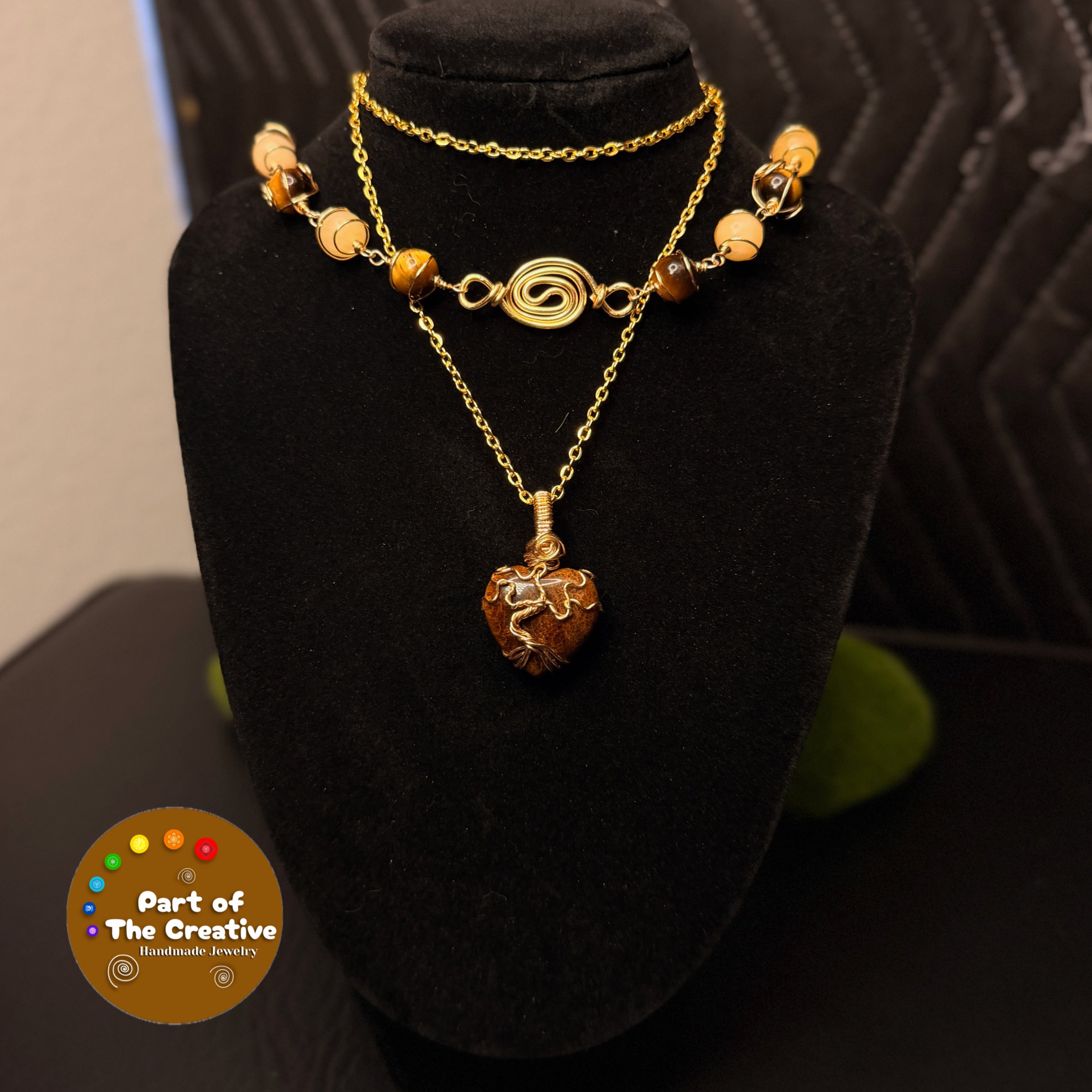 Tigers Eye Wrapped Chakra Necklace