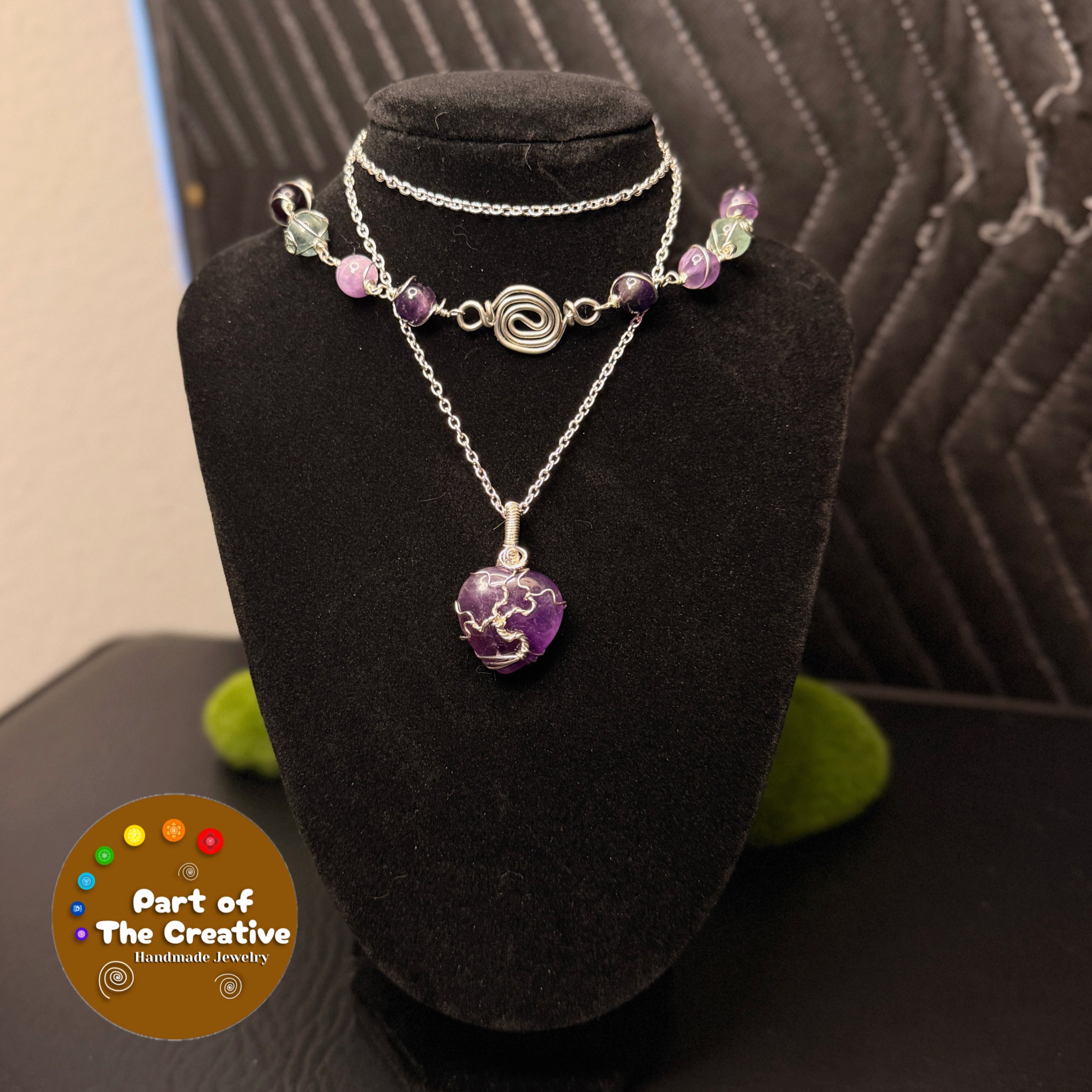 Amethyst Heart Tree Pendant
