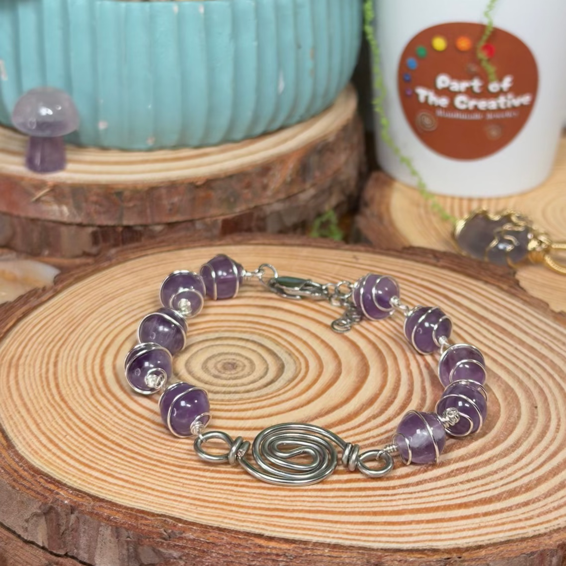 Amethyst Wrapped Chakra Bracelet ( 6.5 inches )