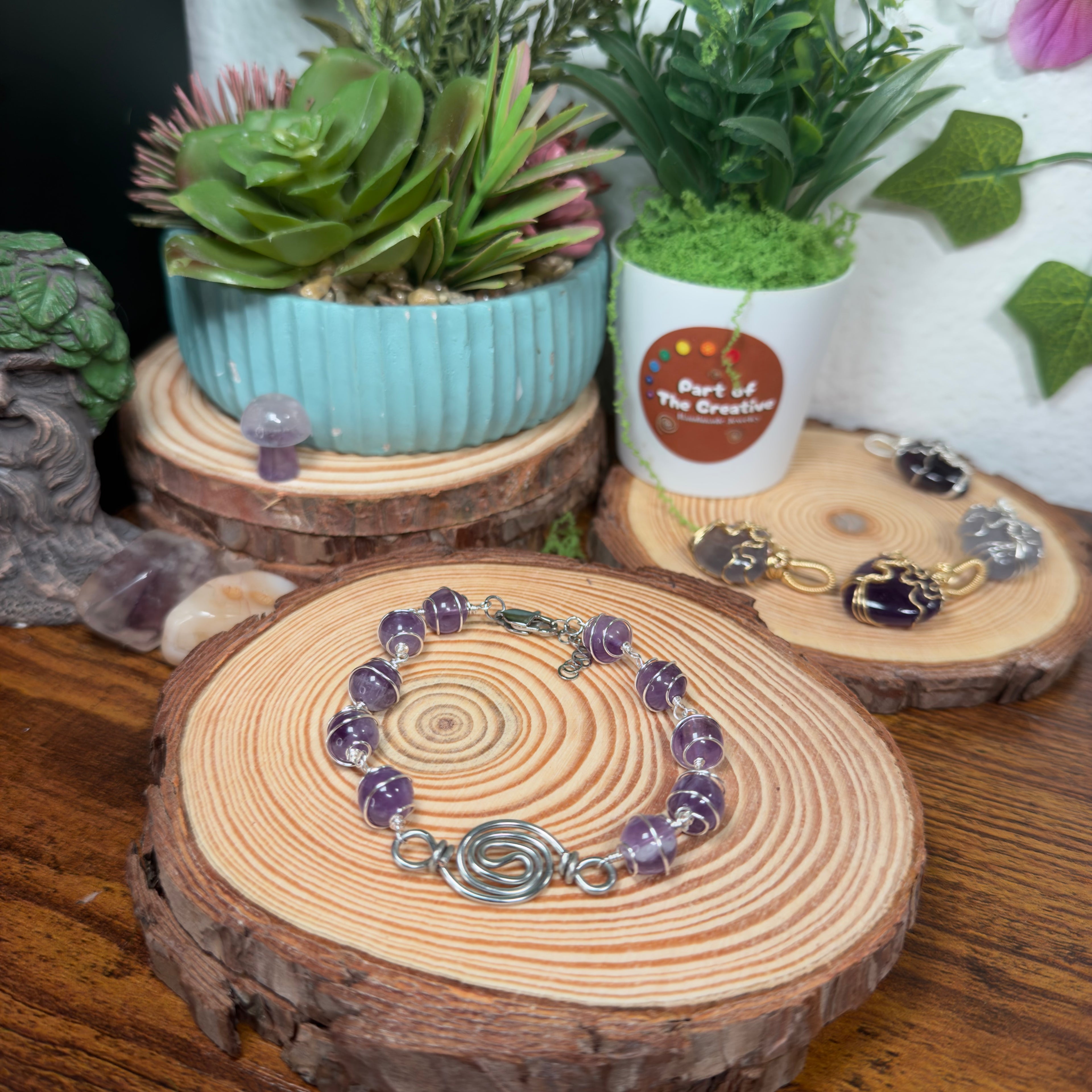 Amethyst Wrapped Chakra Bracelet ( 6.5 inches )