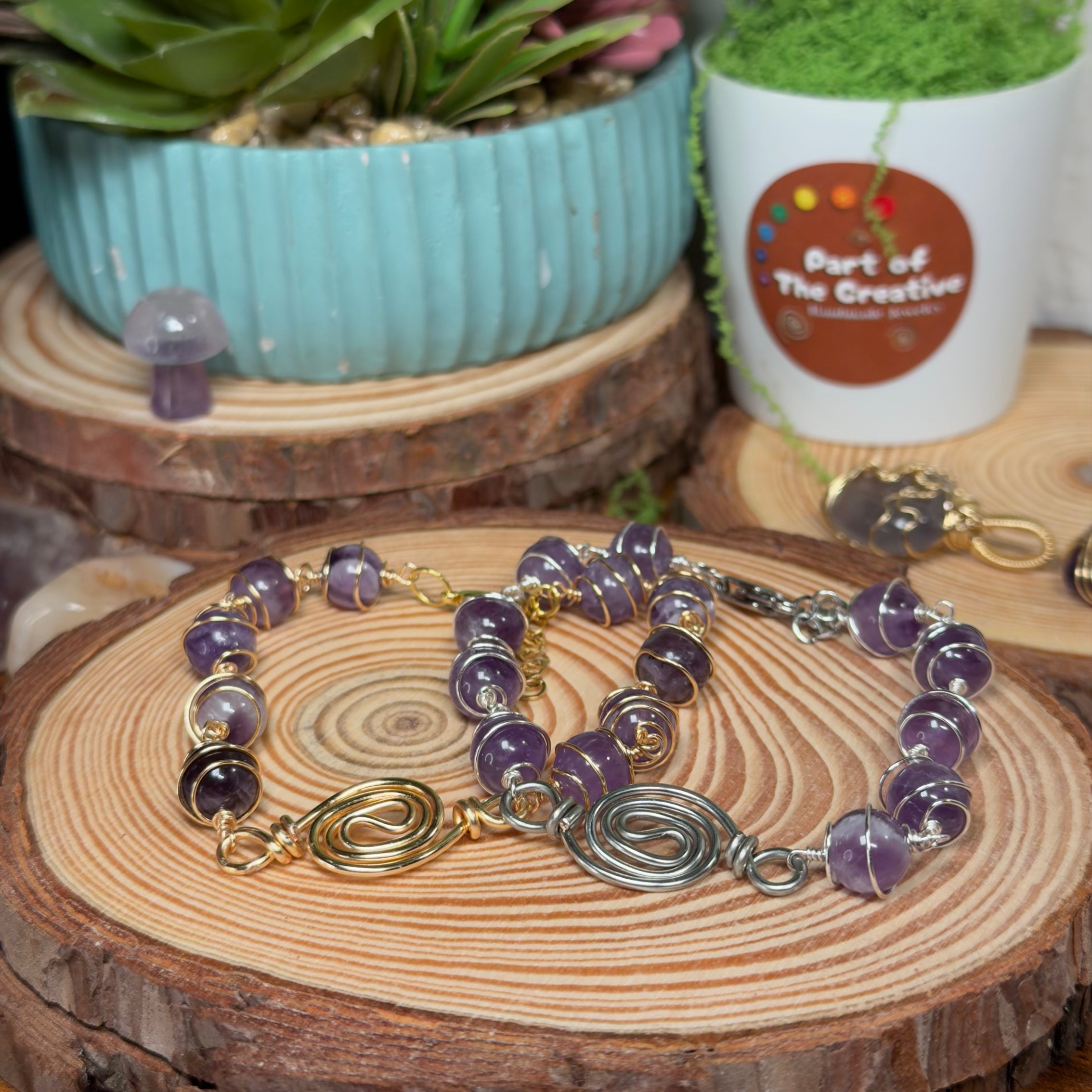 Amethyst Wrapped Chakra Bracelet ( 6.5 inches )