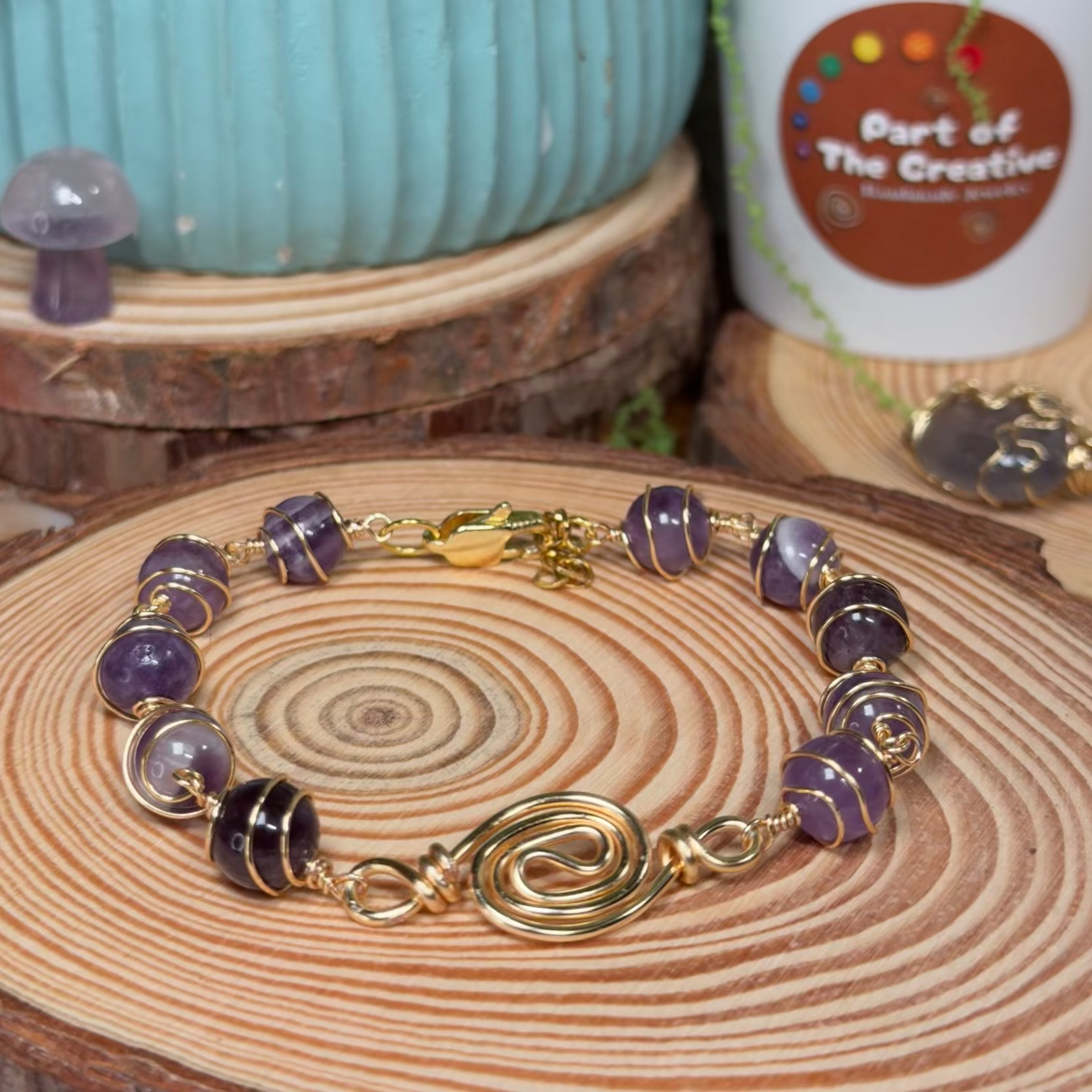 Amethyst Wrapped Chakra Bracelet ( 6.5 inches )