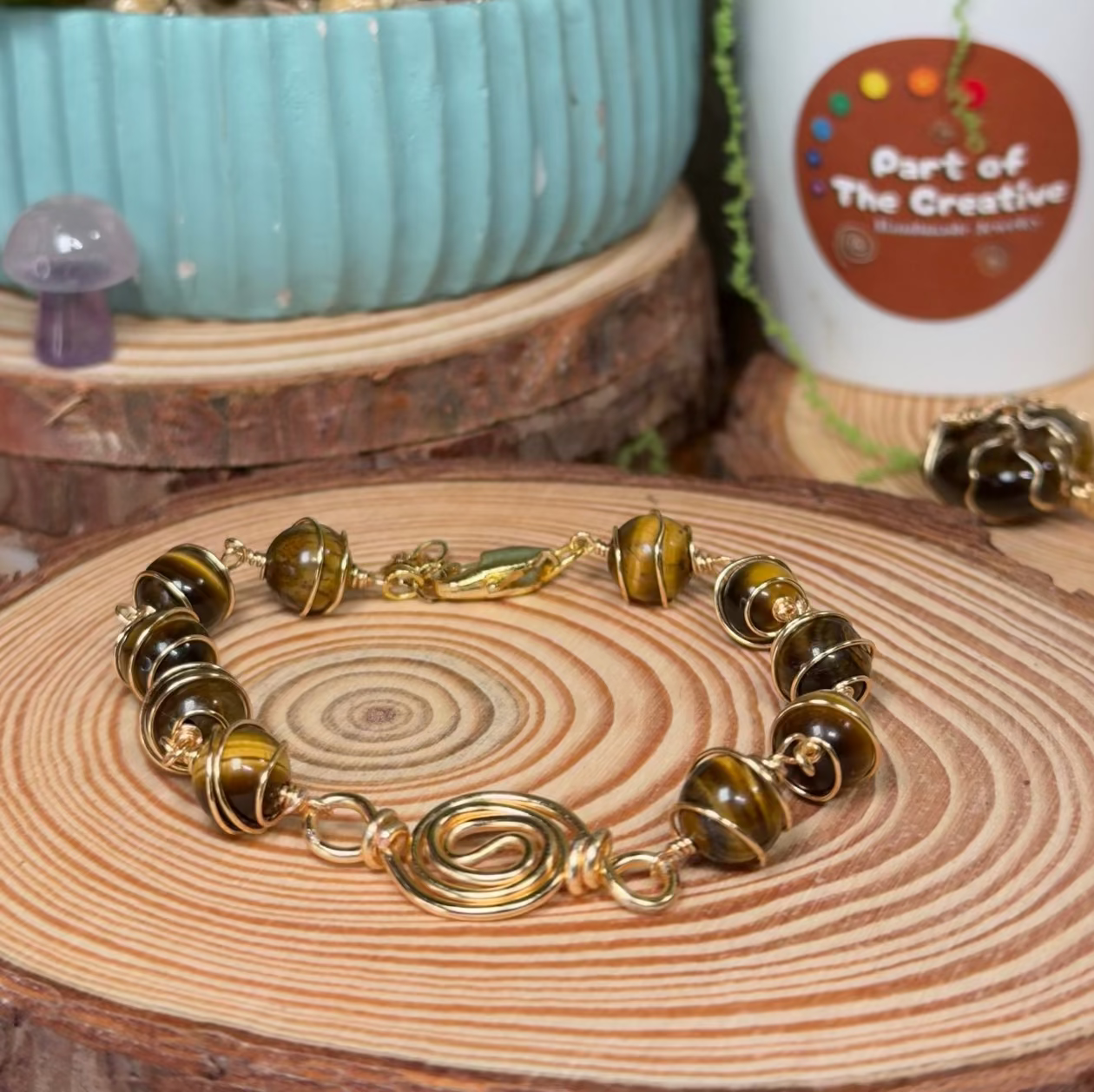 Tigers Eye Wrapped Chakra Bracelet ( 6.5 inches )
