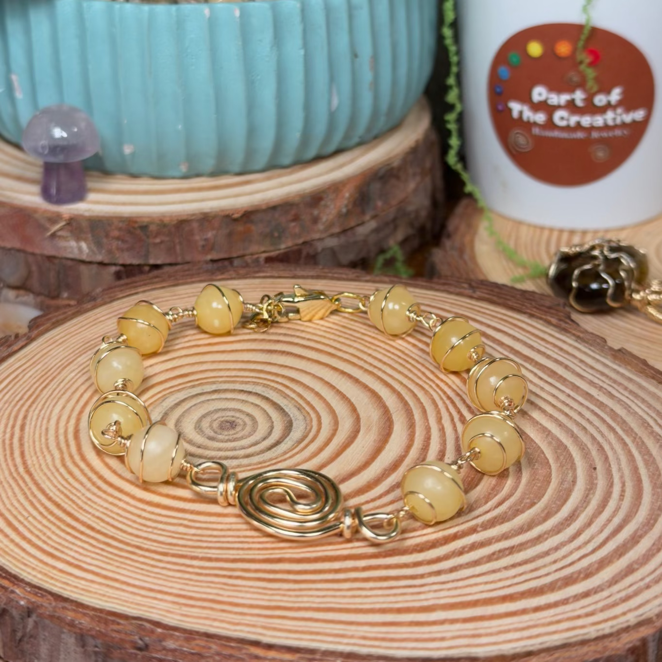 Yellow Aventurine Wrapped Chakra Bracelet ( 6.5 inches )