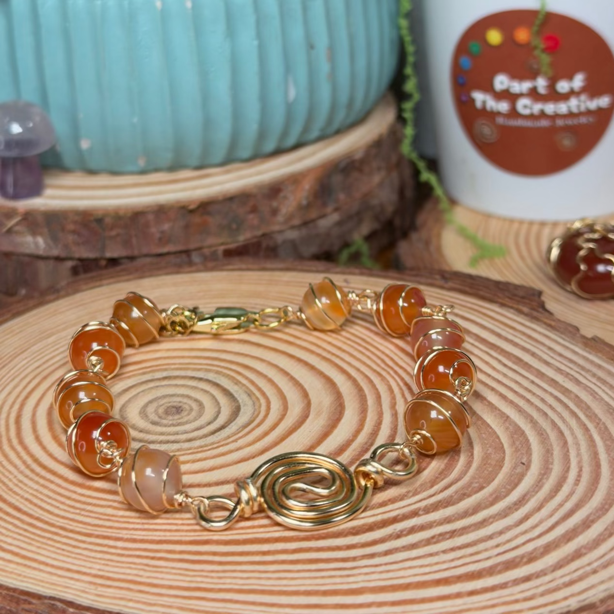 Carnelian Wrapped Chakra Bracelet ( 6.5 inches )