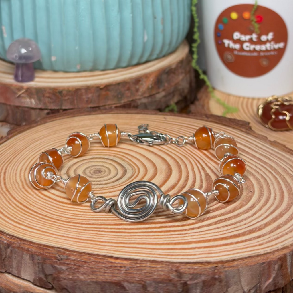 Carnelian Wrapped Chakra Bracelet ( 6.5 inches )
