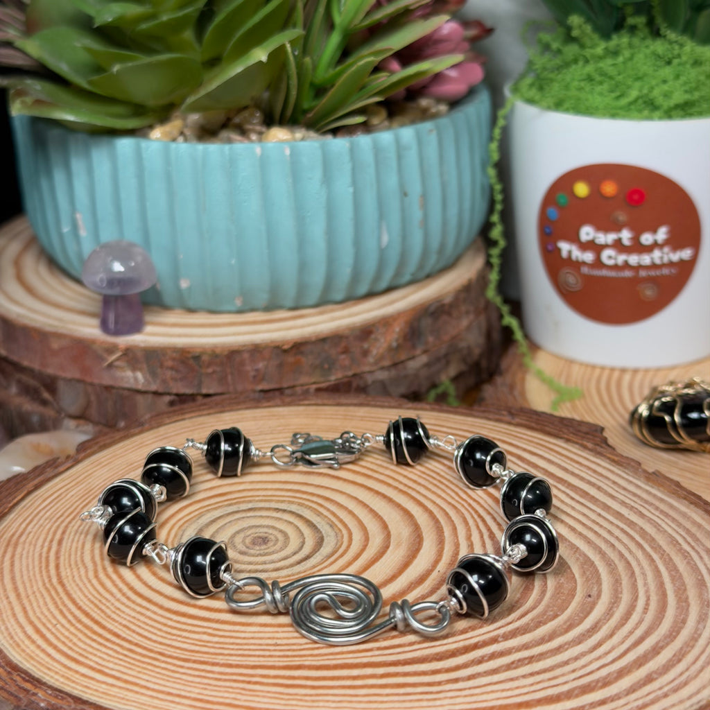 African Bloodstone Wrapped Chakra Bracelet ( 6.5 inches )