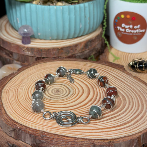 African Bloodstone Wrapped Chakra Bracelet ( 6.5 inches )