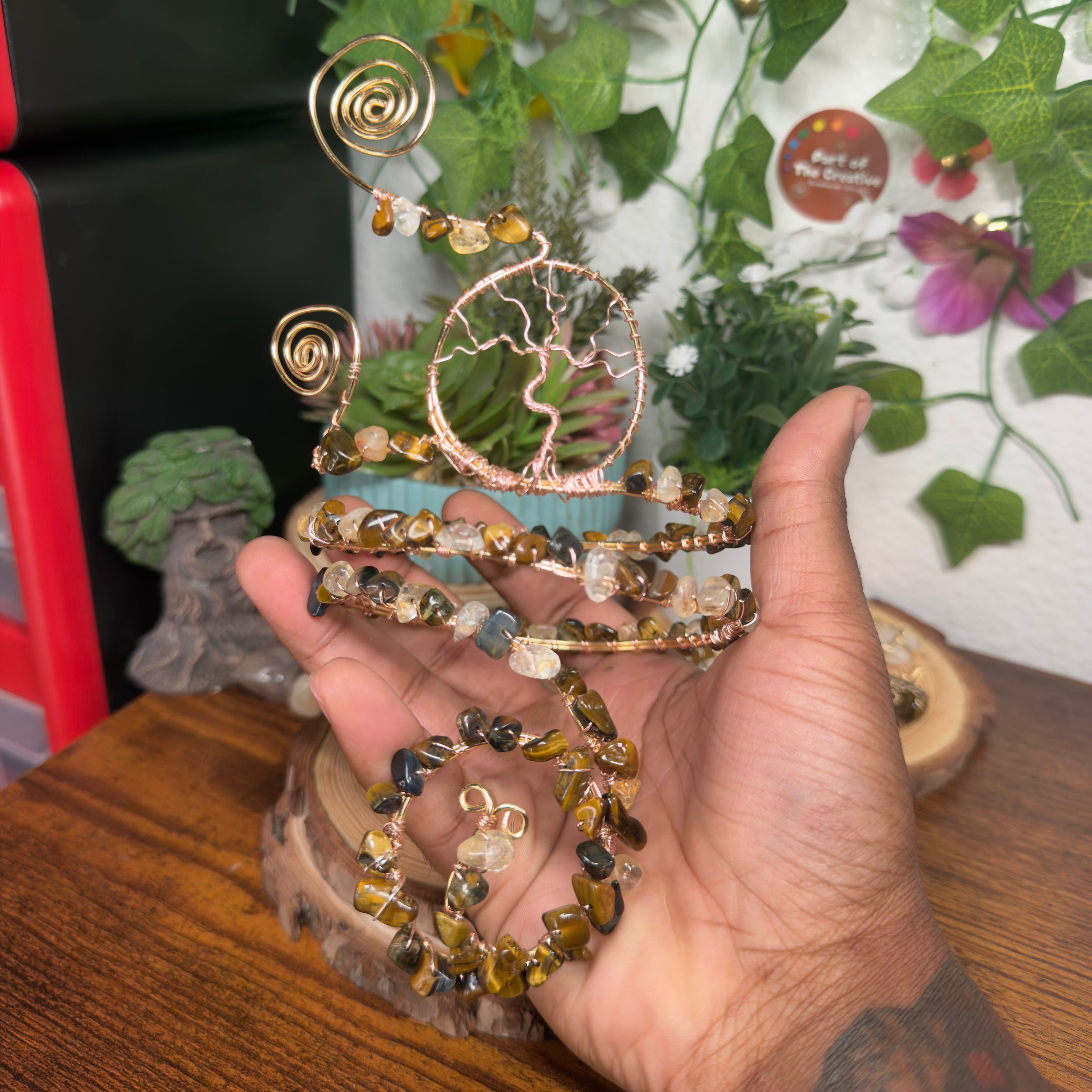Tigers Eye Tree Adjustable Arm Cuff