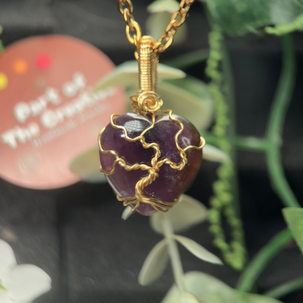 Amethyst Heart Tree Pendant