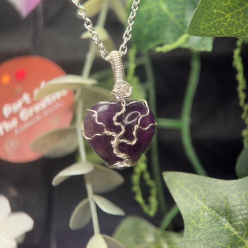 Amethyst Heart Tree Pendant