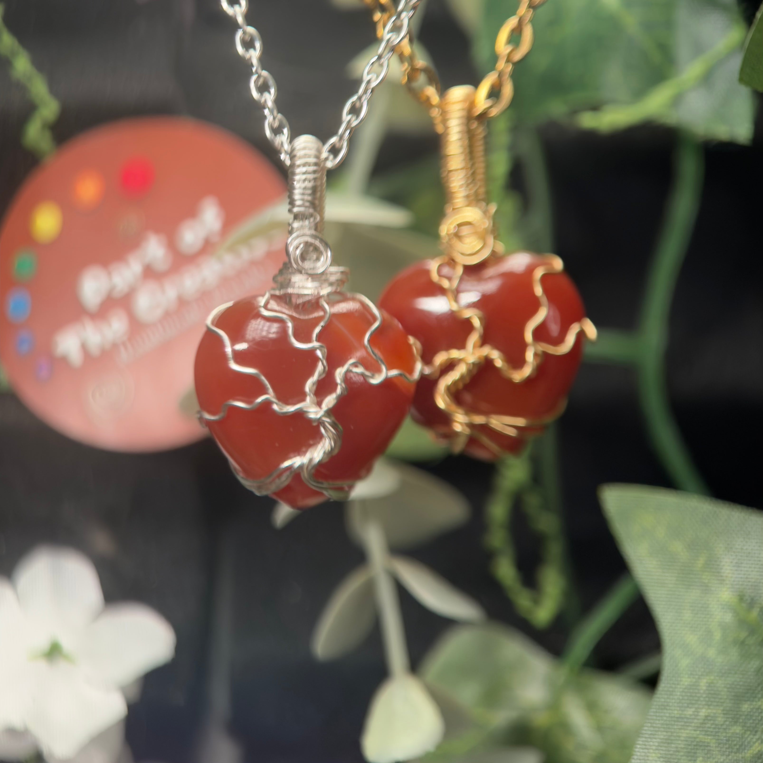 Carnelian Heart Tree Pendant