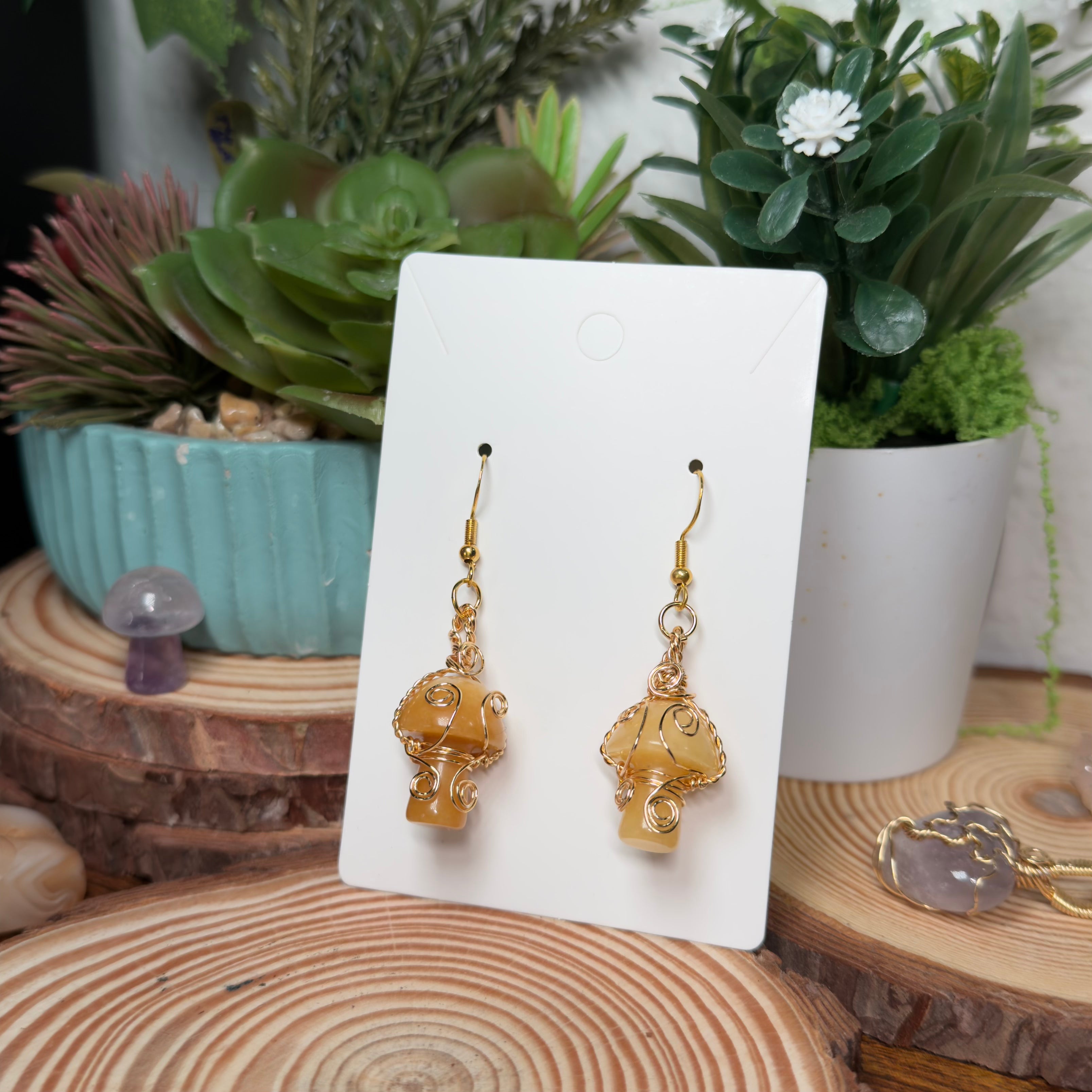 Citrine Mushroom Earrings